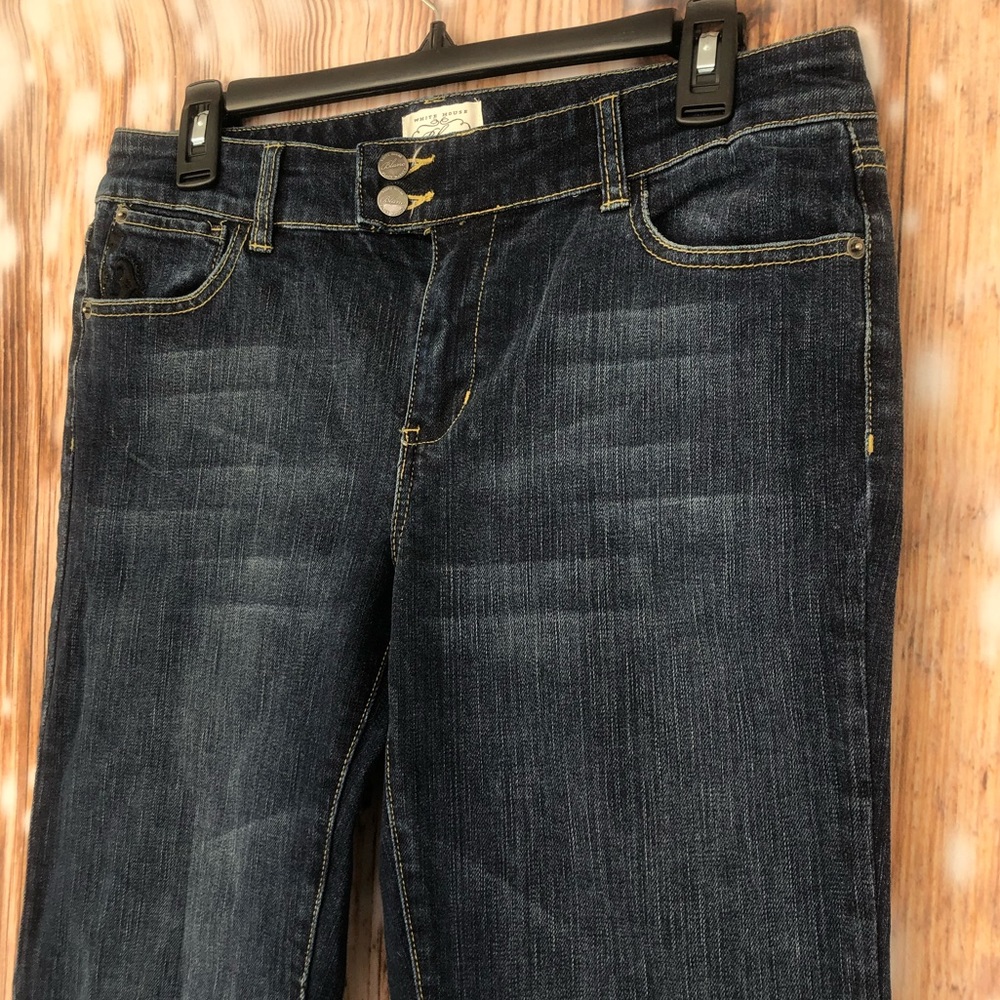 White House Black Market Blanc Dark Wash Embroidered Jeans - Picture 4 of 11